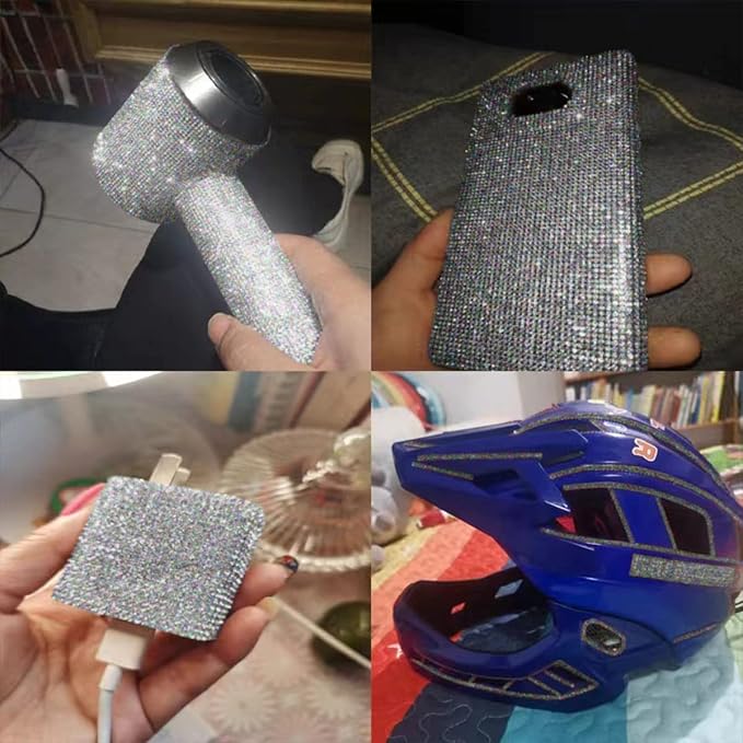 4PCS Bling Car Door Edge Guards Protector, Diamond Auto Side Door Anti-Collision Crash Strip Sticker, Crystals Vehicle Anti-Scratch Bumper Tape, Universal for SUV Truck Pickup (Multicolour)