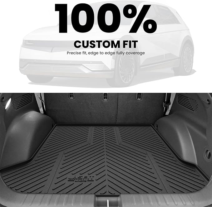 Floor Mats & Cargo Mat Fits for Hyundai Ioniq 5(Unmovable Console) 2024 2023 2022, All Weather TPE Custom Fit Full Set Accessories for Ioniq 5 2022-2024 Floor Liners & Trunk Liner, Black
