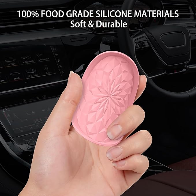 ME.FAN Car Coasters for Cup Holders [4 Pack] - 2.75In Silicone Auto Mug Mats - Universal Non-Slip Recessed Car Interior AccessoriesPink