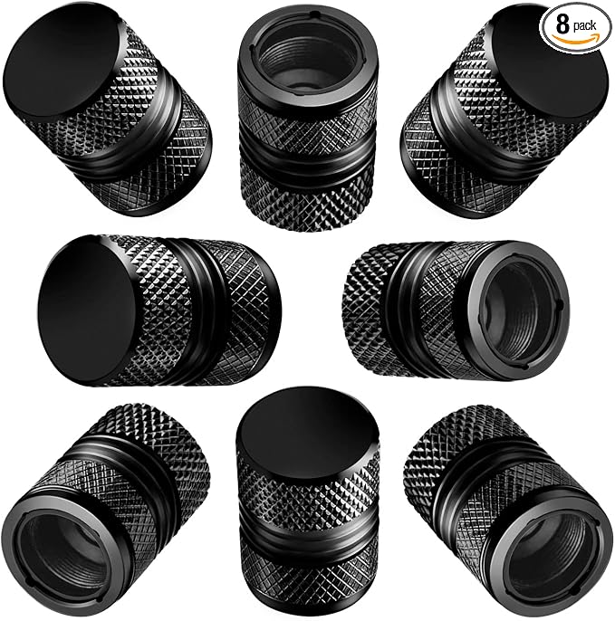 Tire Valve Stem Caps for Car Tires Air Caps Cover 8 Pack Corrosion Resistant Premium Alloy Leak-Proof Universal for SUV Truck Motorcycle Bike Black
