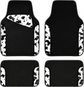 Waterproof Universal Fit Car Floor Mats, Cow Print Car Mats Fit for SUV,Vans,sedans, Trucks,Set of 4pcs Car Carpet with Driver Heel Pad and Nibs Backing,or Cute Women Girly Funny Black White