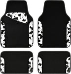 Waterproof Universal Fit Car Floor Mats, Cow Print Car Mats Fit for SUV,Vans,sedans, Trucks,Set of 4pcs Car Carpet with Driver Heel Pad and Nibs Backing,or Cute Women Girly Funny Black White