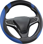 Customized Auto Car Steering Wheel Cover for Chevy 14.5-15 inches, Steering Wheel Cover for Chevrolet (Black+Blue - Standard Size)