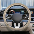 Elastic Stretch Steering Wheel Cover, 15" Breathable Microfiber Ice Silk Steering Wheel Protector, Universal Anti-Slip Car Warm in Winter&Cool in Summer Accessories for Men Women (Beige)