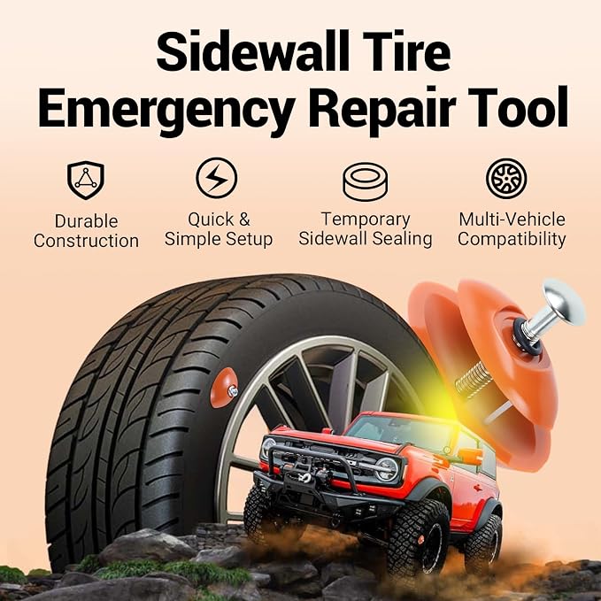 Sidewall Tire Repair Kit, Tire Puncture Repair Kit Portable Sidewall Emergency Repairs Tool Compatible with ATV UTV SXS Lawnmower Tractor RZR Talon KRX