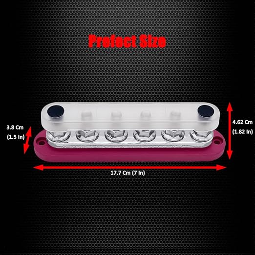 6 x M10 (3/8") Studs Power Distribution Block Bus Bar 12V, 7" HD 300A Marine BusBar Battery Distribution Block W/Cover for Car Boat Solar (Red)