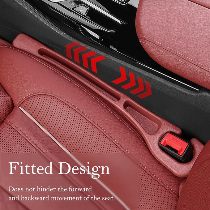 Car Seat Gap Filler 2-Pack, Universal Car Seat Gap Filler Organizer, Seat Gap Plug – Fills Gap Between Seat & Console (Red)
