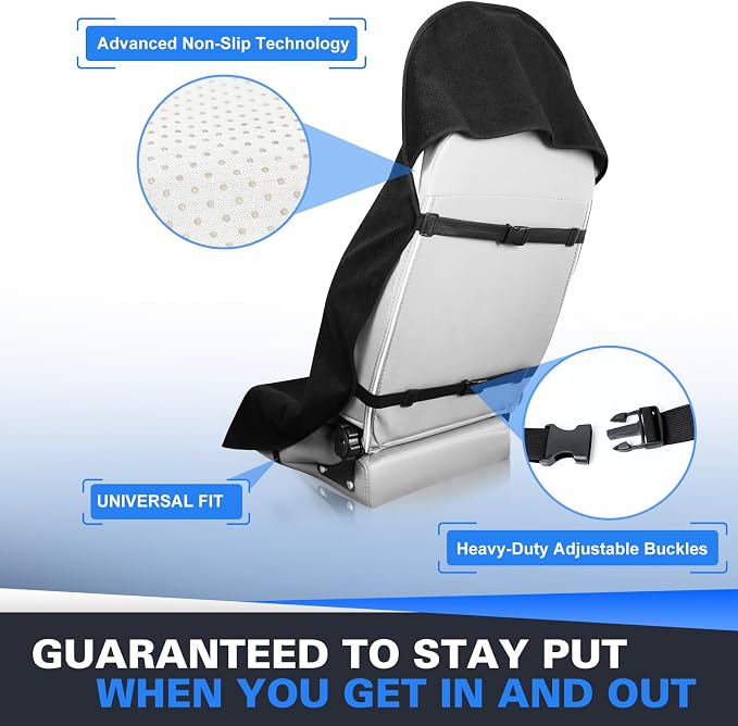 2 Pack Waterproof Towel Car Seat Covers, 1kg Heavy Duty 3-Layer Microfiber Sweat Protector, Non-Slip Machine Washable Universal Bucket Seat Covers for Cars, SUVs, Gym, Beach, Pets, Black