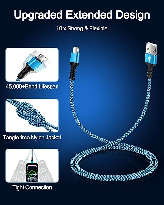 USB to USB C Cable Type C iPhone 17 Charger Cable Braided Car Charger Cord | for Apple 17e Air 17 Pro Max 16e 16 Pro 15 Plus 6ft USBC Fast Charging Power Cord Wire for iPad/Samsung Galaxy/Pixel/PS5/Xbox