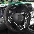 Car Steering Wheel Cover, 15 inch Carbon Fiber Microfiber Leather Elastic Steering Wheel Protector, Breathable Anti-Slip Comfortable Steering Wheel Covers for Most Cars (Black)