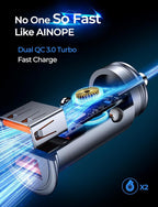 AINOPE QC 3.0 USB Car Charger, 45W Cigarette Lighter USB Charger, Fast Car Charger for Android, [Mini & Aluminum Alloy] 12V Cigarette Lighter Adapter for iPhone 17 16 15 14 13 12 11 Pro Max X
