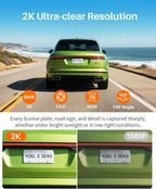 2K Tiny Dash Cam, 1296P QHD Mini Car Camera DashCam - Voice Control, G -Sensor, Free 32GB TF Card, Built-in WiFi, APP Control, WDR/3D DNR with Super Night Vision, 24H Parking Mode
