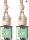 C&E Craft Co Hanging Car Air Freshener Diffuser 2 Pack, Long Lasting Fragrance Oil Car Freshener, Glass Bottle Auto Air Freshener, Made in USA (Eucalyptus & Mint)