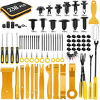 238Pcs Trim Removal Tool, Auto Push Pin Bumper Retainer Clip Set Fastener Terminal Remover Tool Adhesive Cable Clips Kit Car Panel Radio Removal Auto Clip Pliers, Yellow