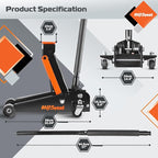 3 Ton Floor Jack (6000 lbs), Single Piston Steel Hydraulic Floor Jack, Lift Range 5.5" to 18.5", Fits Cars, SUVs & Standard Trucks - Not for Lifted Vehicles or Heavy-Duty Trucks