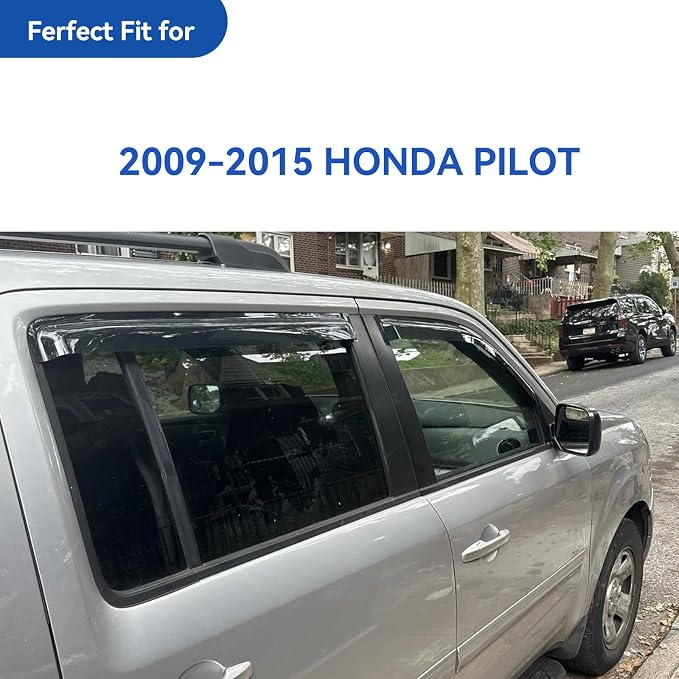 Window Visors Rain Guards Shield for Honda Pilot 2009-2015, Out-Channel Window Vent Wind Deflectors Visors Shades for 09-15 Pilot