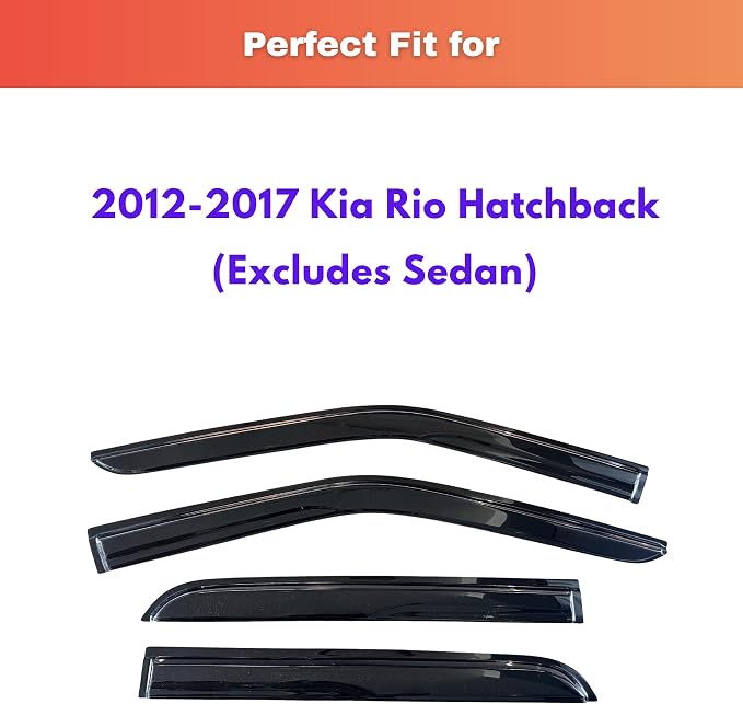 KPY Rain Guards Fit for 2012-2017 Kia Rio Hatchback, Out-Channel Window Visors Vent Wind Deflectors 4PC, Car Accessories for 12-17 Rio Hatchback (Excludes Sedan)