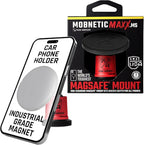 MobNetic Maxx MS - MagSafe Compatible Car Phone Mount w/ 90º Tilt, 360º Rotation & Durable Aluminum Build, Magnetic Holder for iPhone & Android Devices, USA Assembled - Red