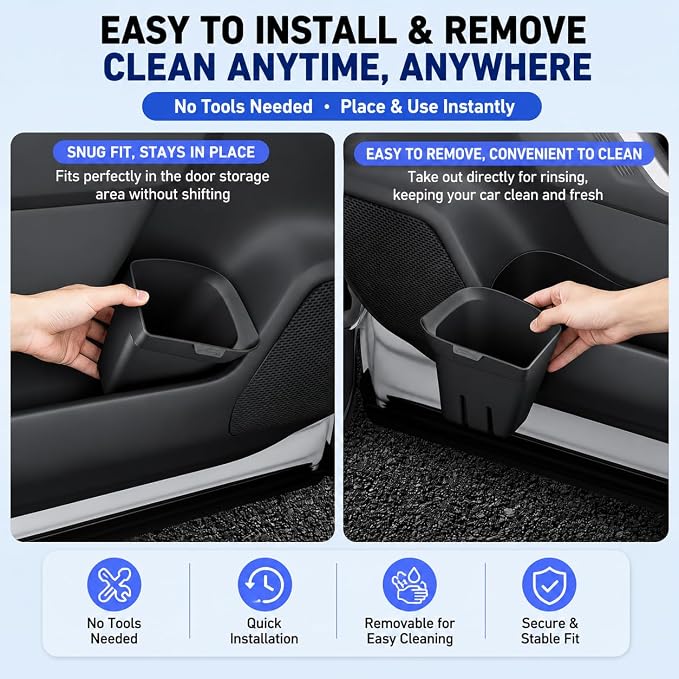 (2Pack) Coleya 2026 R AV4 Door Trash Can No lid, for Toyota R AV4 (LE/SE/XLE Premium/Woodland/XSE/Limited/GR Sport),Durable &Waterproof Door Side Garbage Can Insert 2026 R AV4 Accessories (Left&Right)