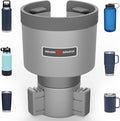 Car Cup Holder Expander with Offset Adjustable Base, Compatible with Hydro Flasks 32/40 Ounce, Compatible with Yeti Ramblers 20/26/30 Ounce, Other Bottles in 3.4"-3.8" (Gray)