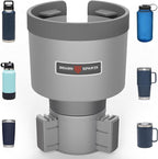 Car Cup Holder Expander with Offset Adjustable Base, Compatible with Hydro Flasks 32/40 Ounce, Compatible with Yeti Ramblers 20/26/30 Ounce, Other Bottles in 3.4"-3.8" (Gray)
