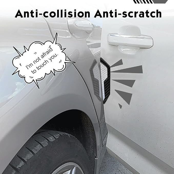 4 PCS Car Door Edge Guard Stickers, Reflective Car Door Edge Protector, Anti-Scratch & Anti-Collision Side Doors Warning Guard Strips, Auto Body Self Adhesive Strips for SUV Truck (White)
