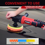 6/7 inch Buffer Polisher,Rotary Car Buffer,1600W Car Polisher Waxer Kit with 6 Variable Speed 1000-3500RPM & 4 Polishing Pads,Detachable Handle for Car Polishing and Waxing