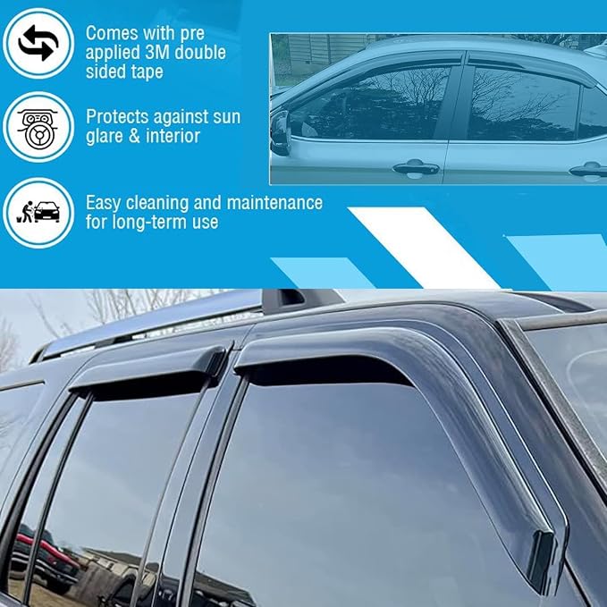 Out-Channel Window Visors Rain Guards Compatible with 2023-2026 Honda HR-V,Smoke Tint Vent Deflectors for Honda HRV 23 24 25 26,Side Wind Deflectors Car Accessories-4-Pieces Set