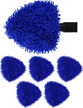 5 Pack Microfiber Pads, Upgraded High-Density Chenille Replacement Heads Cover for Windshield Cleaner Tools, Car Windshield Cleaner Pads, Fit for Window Reach Tool, Handle Not Included (Blue)