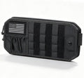 Molle Car Sun Visor Organizer,Car Accessories with Zipper Visor Storage Pouch&Glasses Clip&Adjustable Straps, Semi-Rigid Molle Panel for Tactical Gears, Fits Most Vehicles, SUVs (Black)
