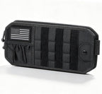 Molle Car Sun Visor Organizer,Car Accessories with Zipper Visor Storage Pouch&Glasses Clip&Adjustable Straps, Semi-Rigid Molle Panel for Tactical Gears, Fits Most Vehicles, SUVs (Black)