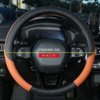 Car Steering Wheel Cover, Leather, Universal 15 Inch Fit, Anti-Slip & Odor-Free,Brown