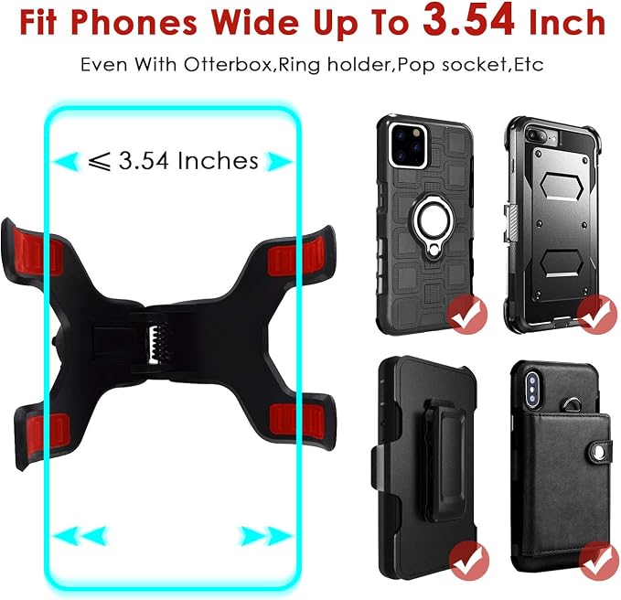 Car Phone Mount Windshield, Long Arm Clamp Universal Windshield with Double Clip Strong Suction Cup Cell Phone Holder Compatible with iPhone 15 14 13 Pro Max XS 7 8 Plus, Galaxy S24 S23 Ultra