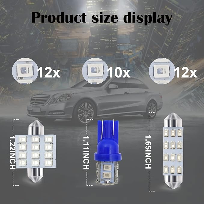 24 PCS Car LED Lights, Interior Replacement Bulbs for Car Interior Lights Dome Lights Plate Lights Map Lights Door Lights License,Compatible with All Vehicles(Blue)