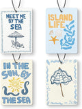 Blue Coastal Summer Beach Air Freshener Diffuser Hanging for Car Interior Closet Drawer Home 4 Pcs, Nautical Ocean Seaside Beachy Car Accessories Mirror Decor