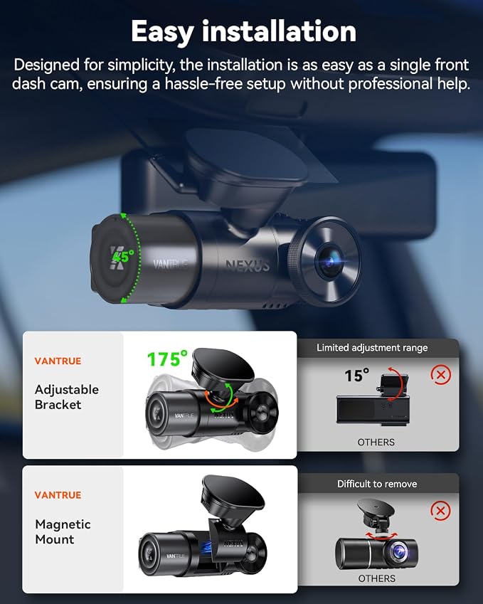 N2X 2.7K Dash Cam Front and Inside, 5G WiFi Dual Dash Camera for Car with HDR IR Night Vision, STARVIS 2, GPS, 2.5K/60FPS, G-Sensor, 24/7 Parking Mode, Voice Control, Support 512GB Max
