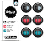 Mini Diffuser Car Air Fresheners Variety Pack, Lightning Bolt/Ice Storm, Hawaiian Sunrise, and Coastal Rush Scents, 6 Pack