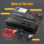 1200W Power Inverter, 12v to 110V AC Car Inverter with Fast Charging 2.4A USB and 3 AC Outlets Ideal for Road Trips, Camping, RV, Truck, Solar, and Vehicle Power Needs