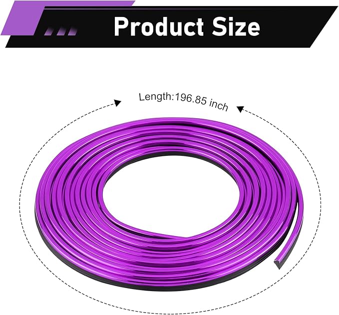 Car Interior Moulding Trim Strip, 33Ft/10M Car Flexible Electroplating Decoration Styling Door Dashboard, DIY Pinstriping Filler Insert Strip, with Installing Tool, Interior Accessory(Purple)
