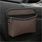 Car Seat Side Pocket Organizer, Multifunctional Leather Console Side Storage Pouch with Card Holder, Waterproof Phone & Sunglasses Pocket Bag for Car Door Seat Console (Brown)