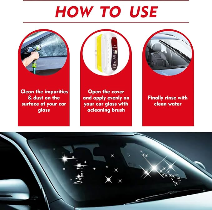 Automotive Oil Film Cleaning Brush, Upgraded Antifog & Rainproof Glass Cleaning Board, Reusable Glass Oil Film Remover for Car Windows & Windshields (White)