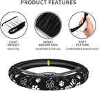 Paw Print Steering Wheel Cover Universal 15 Inch +2 Pieces Car Coasters | Anti-Slip Breathable Car for Men/Women Dog Paw Print Steering Wheel Cover Dogs Prints