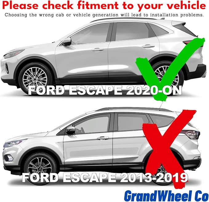 GrandWheel Window Deflectors Smoke Tinted Tape-On Side Window Vent Visor Deflectors Rain Guards Compatible with Escape 2020-2026 - 6pcs. GW0242