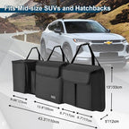 Deluxe Trunk and Backseat Organizer for Medium or Large Size SUVs & RVs, Detachable Storage Modules with Built-in Cooler, Patent Pending