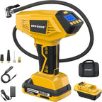 Upgraded Cordless Tire Inflator Portable Air Compressor - Adapter Compatible with DeWalt 20V Battery, With Rechargeable Battery, 160 PSI 4X Fast Air Pump, Dual Power Modes for Car, Motorcycle, E-Bike