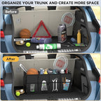 Car Trunk Organizer for SUV 60L Backseat Car Organizer Back Seat Large Storage Trunk Compartment Collapsible Car Caddy Heavy Duty Truck Storage Bin w/6 Pockets Adjustable Straps Cargo Van Jeep Sedan