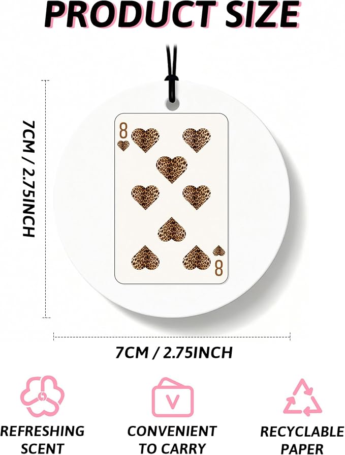 Trendy Leopard Print Lucky 8 Ball Orange Car Air Freshener 4 Pcs, Cheetah Dice Poker Round Hanging Air Freshener for Cars Closet Drawer Books, Girly Y2k Car Accessories Mirror Decor for Women