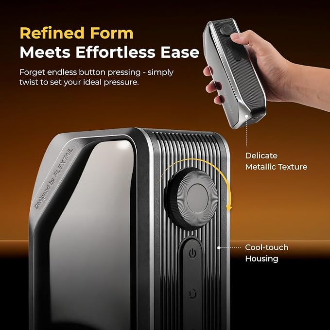 Portable Tire Inflator, Rechargeable Electric Air Pump with Knob Pressure Control, Cordless Air Compressor for Car Tires, Bike, Balls, Digital Pressure Gauge, Auto Shut-Off.