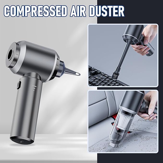 Car Vacuum Portable Cordless 20000PA High Power 4-in-1 Compressed Air Duster & Air Blower & Pump Hand Held Vacuum with Brushless Motor for Car, Home, Office,Camping Ideal Gifts for Men & Women