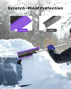 2025 Extra Long 55.7" Ice Scrapers for Car Windshield Multi-Functional Detachable Car Ice Scraper with Foam Grip and 270° Pivoting Brush Head Snow Brush for SUV Truck Auto(Purple)